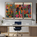 40791-MGV-CV-36X24-Kusama Inspired Wall Art – Vibrant Abstract Floral Jungle Canvas Print, Bold Pop Art Botanical Decor for Living Room, Bedroom, or