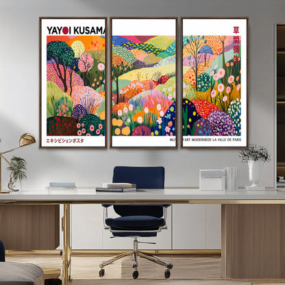 75201-MGV-CV-36X24-Yayoi Kusama Floral Wall Art – Vibrant Abstract Landscape Canvas Print, Modern Pop Art Poster for Living Room, Bedroom, or Gallery