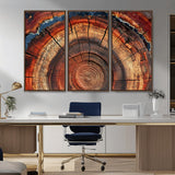 28555-MGV-CV-36X24-Tree Ring Wall Art – Rustic Wood Grain Canvas Print, Natural Texture Abstract Artwork Poster for Living Room, Bedroom, Office,