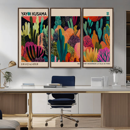 45711-MGV-CV-36X24-Yayoi Kusama Wall Art Canvas Print, Framed Abstract Yayoi Kusama Art Picture Print, Japanese Wabi Sabi Perfect Modern Abstract