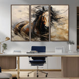 53001-MGV-CV-36X24-Wild Horse Wall Art – Majestic Stallion Canvas Print with Flowing Mane, Rustic Western Style Painting for Living Room, Office or