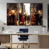 58782-MGV-CV-36X24-Jazz Musicians Cityscape Wall Art – Vibrant Urban Night Canvas Print, Elegant Music Themed Decor for Living Room, Office, or Music