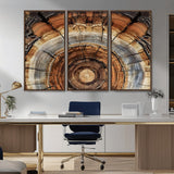 15184146-MGV-FC-48X32-3P_Walnut-Tree Rings Wall Art Canvas Print, Framed Wood Texture Art Picture Print, Rustic Pattern Perfect Rustic Organic Decor Artwork