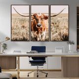 54986862-MGV-CV-36X24-Majestic Longhorn Wall Art – Canvas Print of Graceful Strength & Bold Spirit, Wild Plains Beauty Nature Inspired Rustic Decor for
