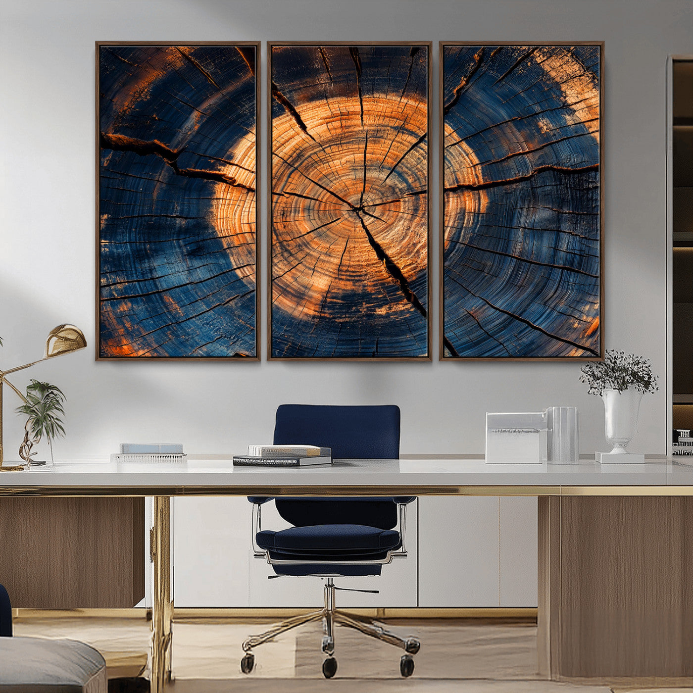 18975622-MGV-CV-36X24-Burnt Wood Wall Art Canvas Print, Framed Aged Timber Art Picture Print, Rustic Tree Slice Perfect Rustic Decor Artwork for Home,