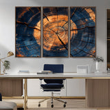 18975622-MGV-CV-36X24-Burnt Wood Wall Art Canvas Print, Framed Aged Timber Art Picture Print, Rustic Tree Slice Perfect Rustic Decor Artwork for Home,