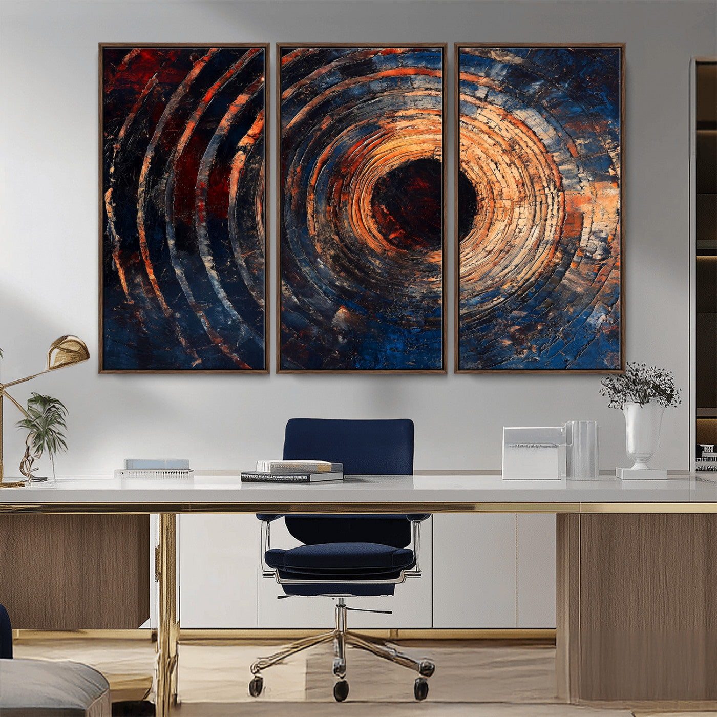 10017879-MGV-CV-36X24-Wood Tree Ring Wall Art Canvas Print, Framed Natural Wood Art Picture Print, Rustic Tree Slice Perfect Rustic Decor Artwork