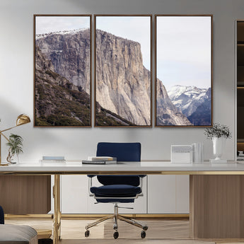 74506434-MGV-FC-48X32-3P_Walnut-El Capitan Wall Art Canvas Print, Framed Yosemite Cliff Art Picture Print, Sierra Nevada Perfect Sierra Minimalism Decor Artwork