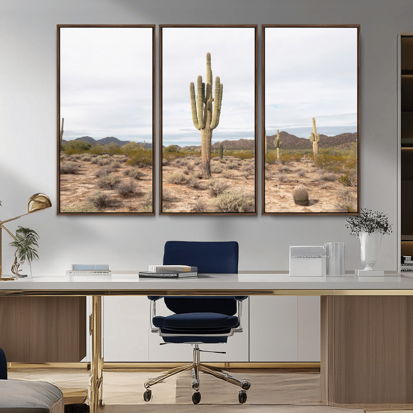 96147924-MGV-CV-36X24-Saguaro Cactus Wall Art Canvas Print, Framed Desert Cactus Art Picture Print, Earthy Desert Perfect Southwestern Boho Decor