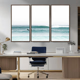 56345117-MGV-CV-36X24-Minimalist Surfing Wall Art Canvas Print, Framed Ocean Waves Art Picture Print, Soft Ocean Perfect Minimalist Coastal Decor