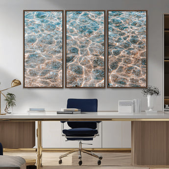 26580287-MGV-CV-36X24-Clear Water Wall Art Canvas Print, Framed Sunlit Ripples Art Picture Print, Ocean Texture Perfect Modern Coastal Decor Artwork