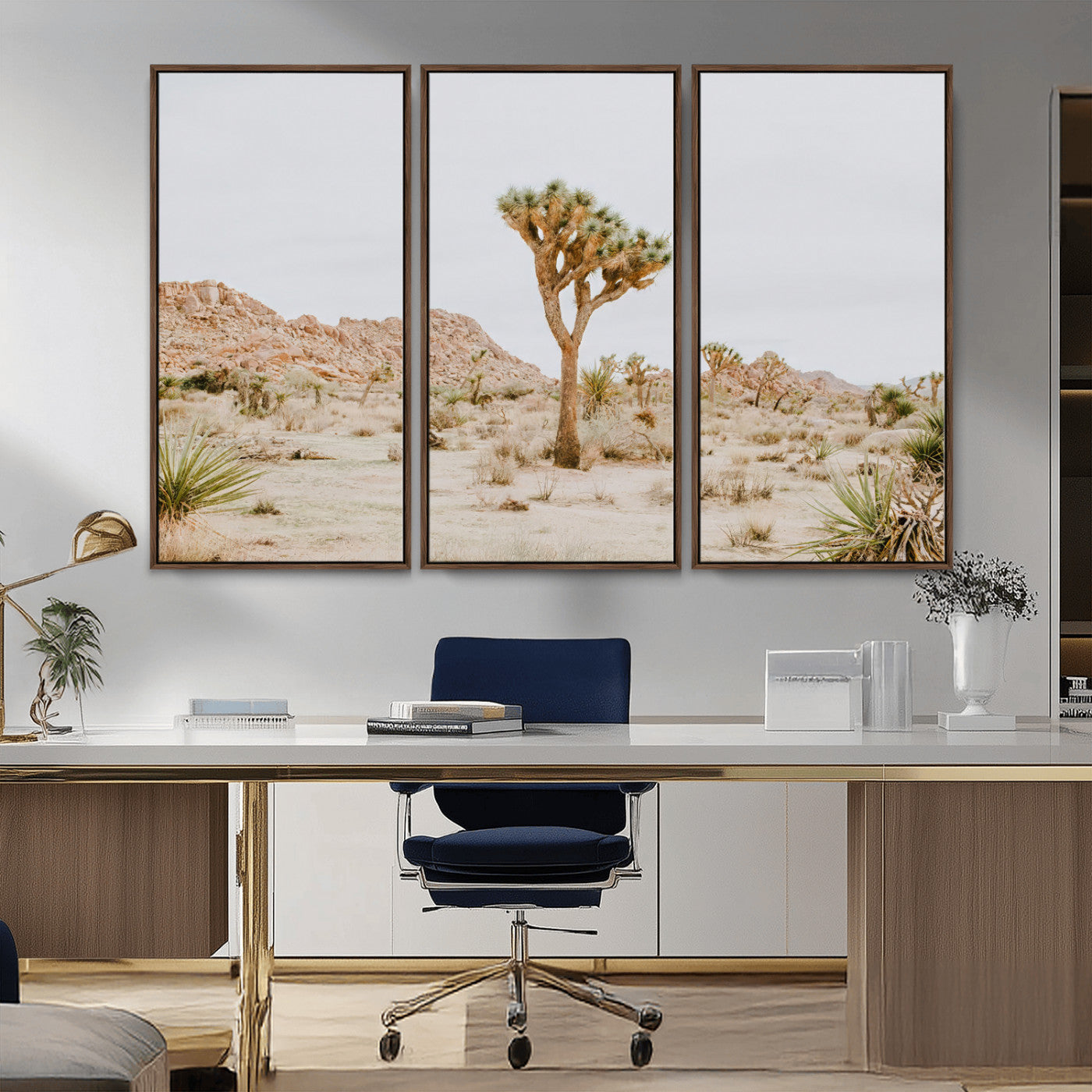 67109959-MGV-CV-36X24-Joshua Tree Wall Art Canvas Print, Framed Neutral Desert Art Picture Print, Earthy Landscape Perfect Neutral Boho Decor Artwork