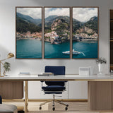 20321590-MGV-CV-36X24-Amalfi Coast Wall Art Canvas Print, Framed Italy Travel Art Picture Print, Mediterranean Landscape Perfect Mediterranean Coastal