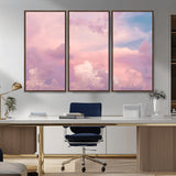 22874890-MGV-CV-36X24-Pastel Sky Wall Art Canvas Print, Framed Dreamy Cloudscape Art Picture Print, Sunset Glow Perfect Minimalist Serenity Decor