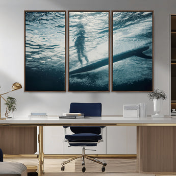 71192524-MGV-CV-36X24-Submerged Surf Wall Art Canvas Print, Framed Underwater Perspective Art Picture Print, Ocean Surf Perfect Coastal Adventure Decor