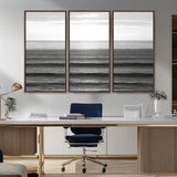 47305203-MGV-CV-36X24-Monochrome Ocean Wall Art Canvas Print, Framed Moody Ocean Art Picture Print, Calm Ocean Perfect Minimalist Coastal Decor Artwork