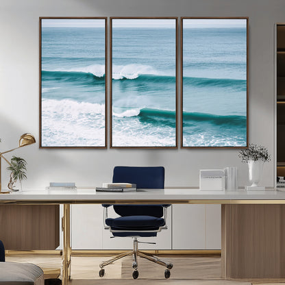 73692470-MGV-CV-36X24-Ocean Swell Wall Art Canvas Print, Framed Surf Waves Art Picture Print, Blue Water Perfect Coastal Dynamic Decor Artwork