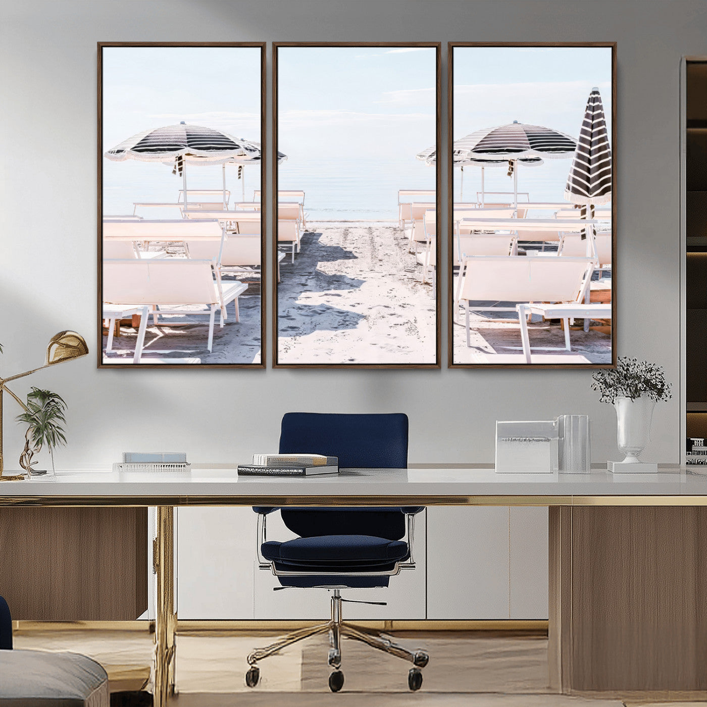 67623952-MGV-CV-36X24-Minimalist Beach Wall Art Canvas Print, Framed Pastel Sand Art Picture Print, Beach Aesthetic Perfect Coastal Minimalist Decor