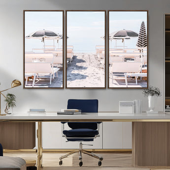 67623952-MGV-CV-36X24-Minimalist Beach Wall Art Canvas Print, Framed Pastel Sand Art Picture Print, Beach Aesthetic Perfect Coastal Minimalist Decor