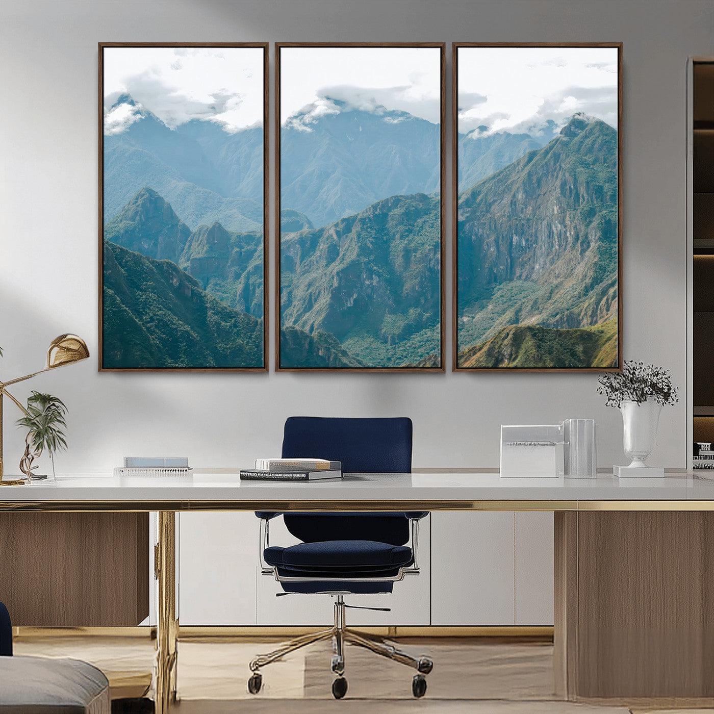 79393816-MGV-CV-36X24-Misty Mountain Wall Art Canvas Print, Framed Cloudy Andean Art Picture Print, Rugged Mountain Perfect Rustic Nature Decor Artwork