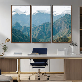 79393816-MGV-CV-36X24-Misty Mountain Wall Art Canvas Print, Framed Cloudy Andean Art Picture Print, Rugged Mountain Perfect Rustic Nature Decor Artwork