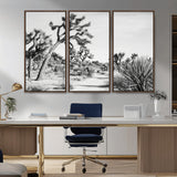 88164251-MGV-CV-36X24-Joshua Tree Wall Art Canvas Print, Framed Desert Path Art Picture Print, Monochrome Desert Perfect Minimalist Desert Decor Artwork