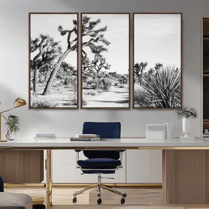 88164251-MGV-CV-36X24-Joshua Tree Wall Art Canvas Print, Framed Desert Path Art Picture Print, Monochrome Desert Perfect Minimalist Desert Decor Artwork
