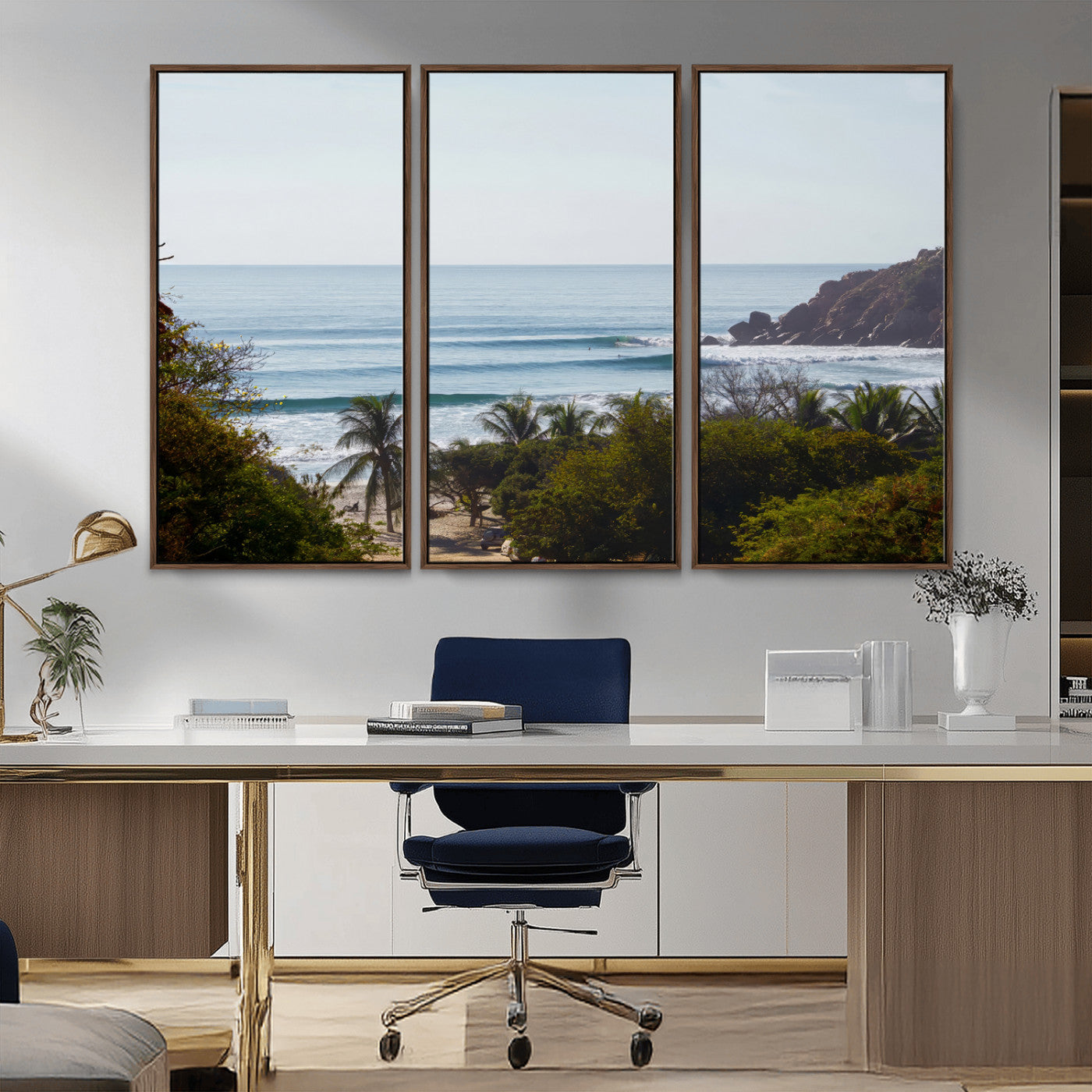 88336640-MGV-CV-36X24-Tropical Beach Scene Wall Art Canvas Print, Framed Coastal Photography Art Picture Print, Ocean Horizon Art Perfect Coastal Boho