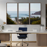 88336640-MGV-CV-36X24-Tropical Beach Scene Wall Art Canvas Print, Framed Coastal Photography Art Picture Print, Ocean Horizon Art Perfect Coastal Boho