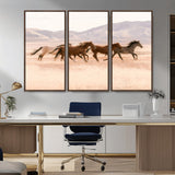 83644685-MGV-CV-36X24-Wild Horse Art Wall Art Canvas Print, Framed Rustic Western Art Picture Print, Desert Horse Scene Perfect Rustic Western Decor