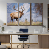 26365841-MGV-CV-36X24-Mountain Elk Art Wall Art Canvas Print, Framed Rustic Wildlife Print Art Picture Print, Lodge Style Decor Perfect Rustic Lodge