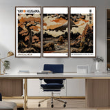 96372548-MGV-CV-36X24-Japanese Landscape Wall Art Print – Mt. Fuji Poster with Bonsai Tree & River, Ukiyo-e Inspired Modern Japanese Artwork, Autumn