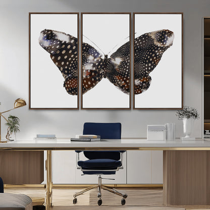 99831147-MGV-CV-36X24-Spotted Butterfly Wall Art Canvas Print, Framed Neutral Insect Theme Art Picture Print, Earthy Wing Pattern Perfect Modern Rustic