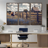 22296025-MGV-CV-36X24-Texas Longhorn Canvas Wall Art Canvas Print, Framed Rustic Barn Wall Art Art Picture Print, Farmhouse Cow Decor Perfect Rustic