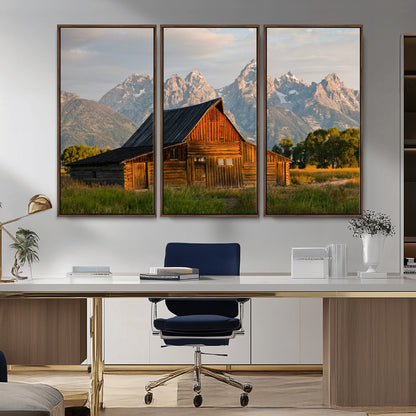 31771014-MGV-CV-36X24-Rustic Barn Wall Art Canvas Print, Framed Western Landscape Art Picture Print, Farmhouse Style Perfect Rustic Farmhouse Decor