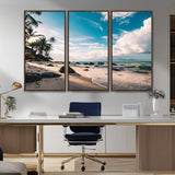 95301406-MGV-CV-36X24-Tropical Beach Wall Art Canvas Print, Framed Ocean Waves Art Picture Print, Relazxing Seascape Perfect Tropical Coastal Decor