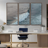 23077324-MGV-CV-36X24-Ocean Waves Wall Art Canvas Print, Framed Coastal Serenity Art Picture Print, Surf Aesthetic Perfect Modern Coastal Decor Artwork