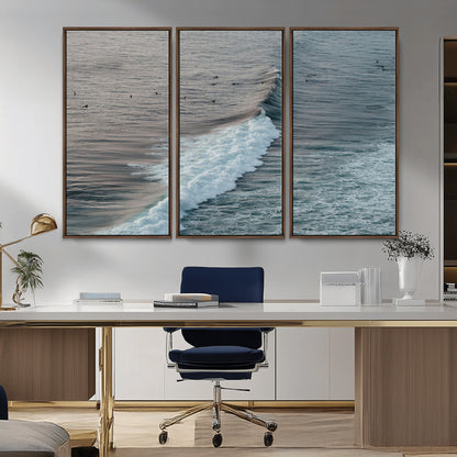 23077324-MGV-CV-36X24-Ocean Waves Wall Art Canvas Print, Framed Coastal Serenity Art Picture Print, Surf Aesthetic Perfect Modern Coastal Decor Artwork