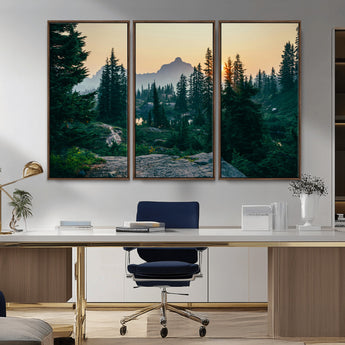 66397982-MGV-CV-36X24-Mountain Landscape Wall Art Canvas Print, Framed Forest Serenity Art Picture Print, Mountain Landscape Perfect Rustic Wilderness