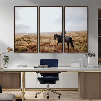 57597730-MGV-CV-36X24-Cowboy Wall Art Wall Art Canvas Print, Framed Western Canvas Art Picture Print, Rustic Ranch Scene Perfect Rustic Western Decor