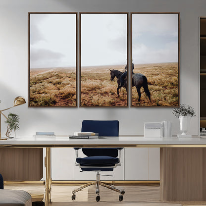 57597730-MGV-CV-36X24-Cowboy Wall Art Wall Art Canvas Print, Framed Western Canvas Art Picture Print, Rustic Ranch Scene Perfect Rustic Western Decor