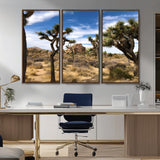 25722592-MGV-CV-36X24-Joshua Tree Desert Wall Art Canvas Print, Framed Southwestern Nature Art Picture Print, Rustic Earth Tones Perfect Southwestern