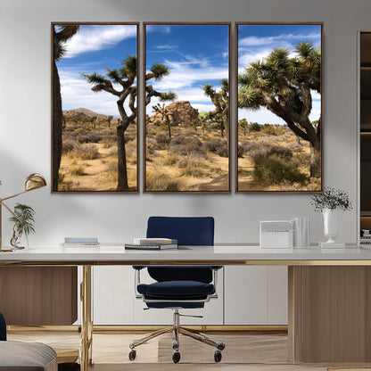 25722592-MGV-CV-36X24-Joshua Tree Desert Wall Art Canvas Print, Framed Southwestern Nature Art Picture Print, Rustic Earth Tones Perfect Southwestern
