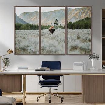 41674074-MGV-CV-36X24-Bison Wall Art – American Buffalo Wildlife Photography Canvas Print, Western Mountain Landscape Artwork Rustic Nature Decor for