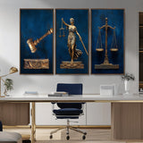 91629053-MGV-CV-36X24-Lady Justice Wall Art – Golden Gavel and Scales Canvas Print, Elegant Legal Office Decor for Lawyers, Judges, Courtroom or Study