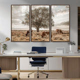 87590224-MGV-CV-36X24-Longhorn Cattle Wall Art – Rustic Western Landscape Canvas Print, Texas Farmhouse Prairie Scene for Living Room, Office, or Ranch