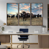 13867292-MGV-CV-36X24-Black Cattle Wall Art – Rustic Ranch Herd Canvas Print, Western Farmhouse Country Landscape Decor for Living Room, Office, or