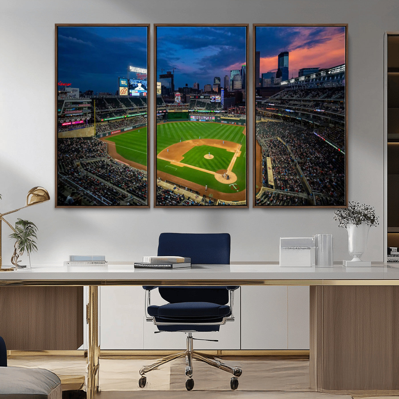 68222753-MGV-CV-36X24-Baseball Stadium Wall Art – Panoramic Night Game Canvas Print, Sports Decor for Man Cave, Office, Bar, or Living Room