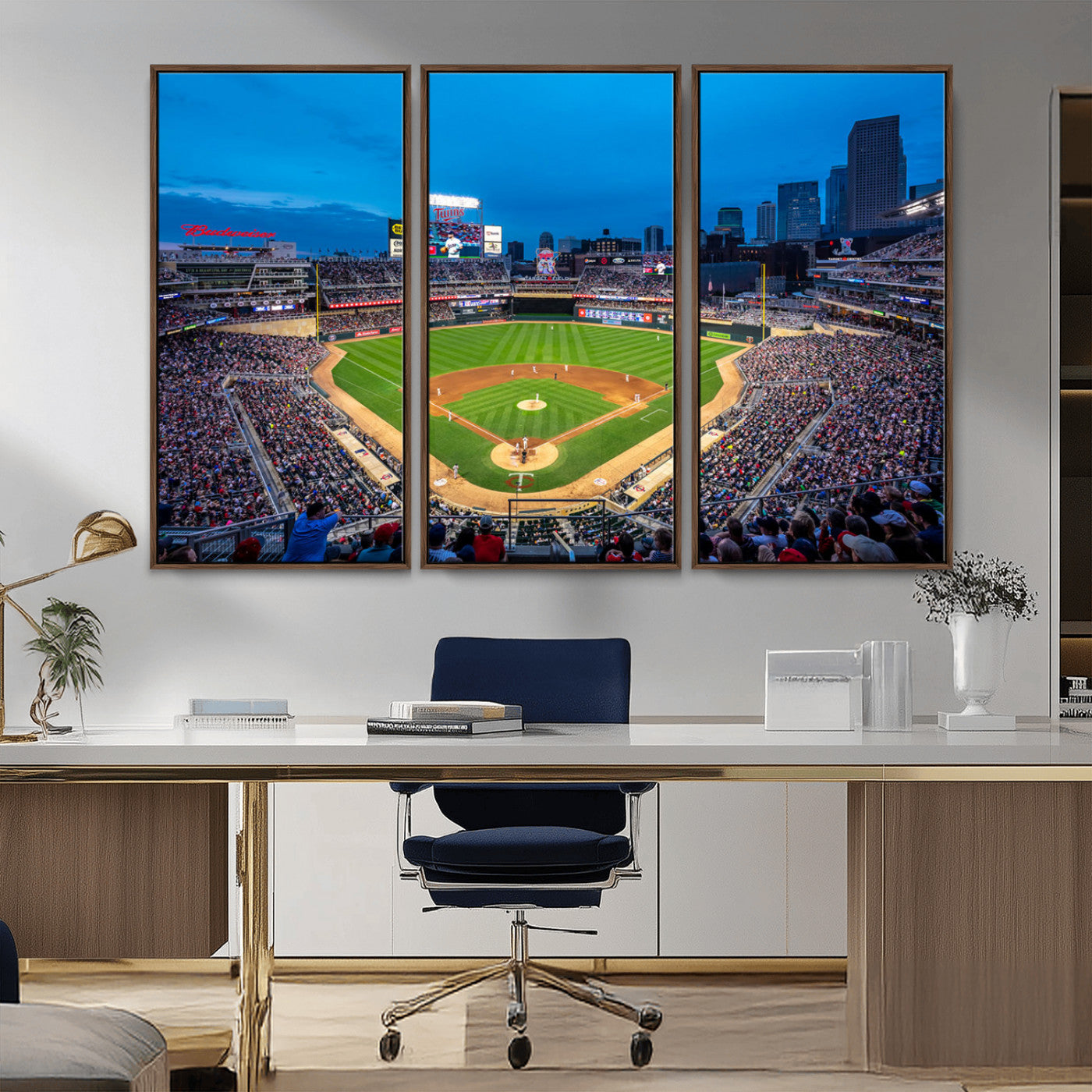 77273035-MGV-CV-36X24-Baseball Stadium Wall Art – Panoramic Evening Game Canvas Print, Sports Fan Decor for Man Cave, Office, Bar, or Living Room