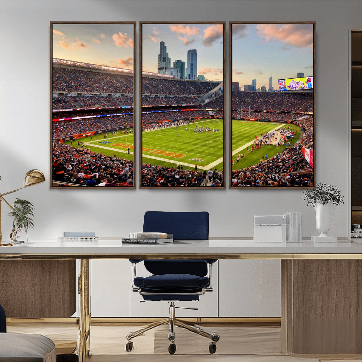 55377093-MGV-CV-36X24-Soldier Field Wall Art – Panoramic Chicago Bears Football Stadium Canvas Print, Game Day Sports Decor for Man Cave, Bar, Office,